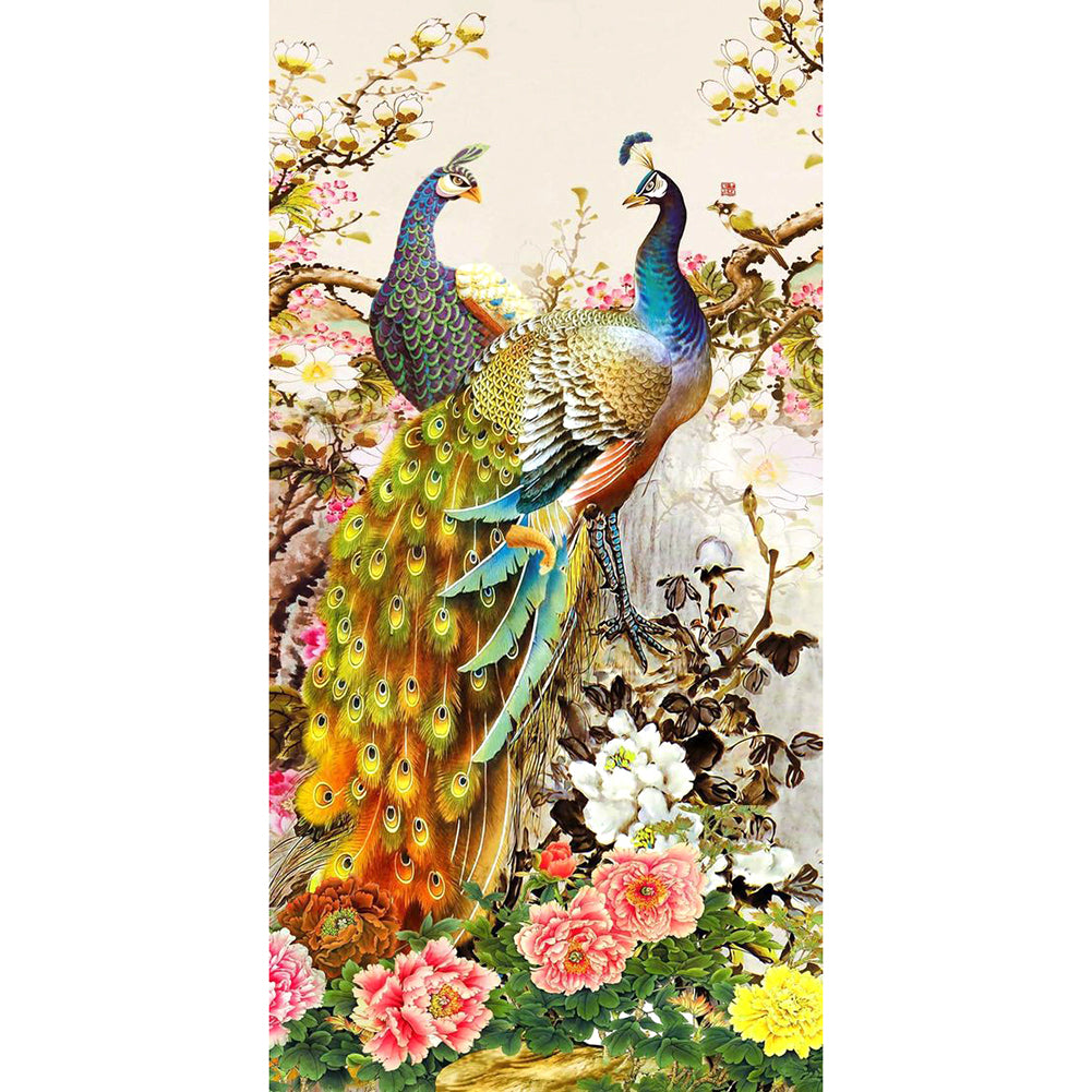 (40*80cm)Golden Peafowl-Full Round Drill Diamond Painting