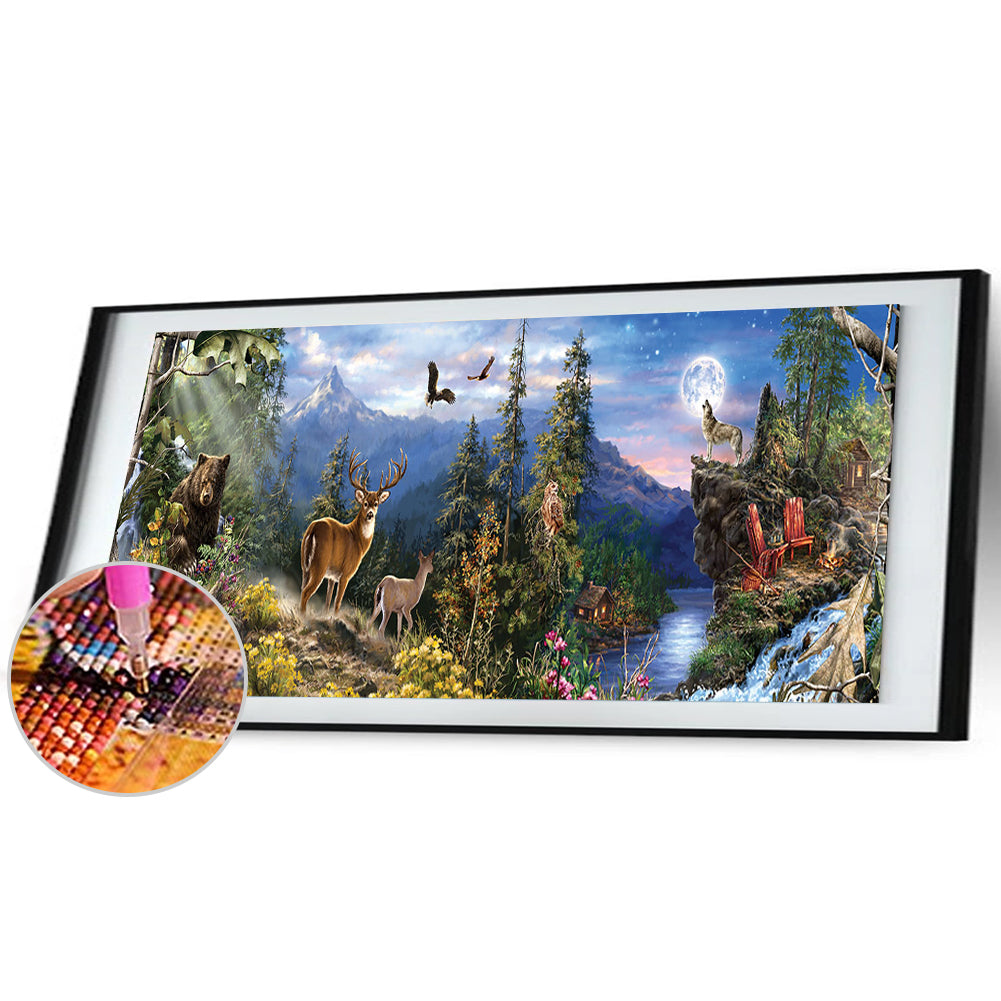 (90*30cm)Jungle Animals - Full Round Drill Diamond Painting