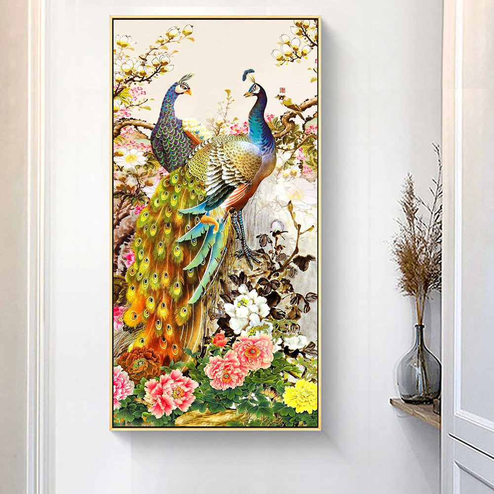 (40*80cm)Golden Peafowl-Full Round Drill Diamond Painting