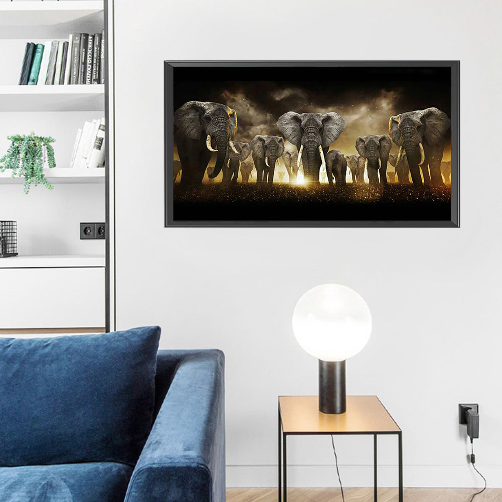 (80*45cm)Elephant - Full Round Drill Diamond Painting