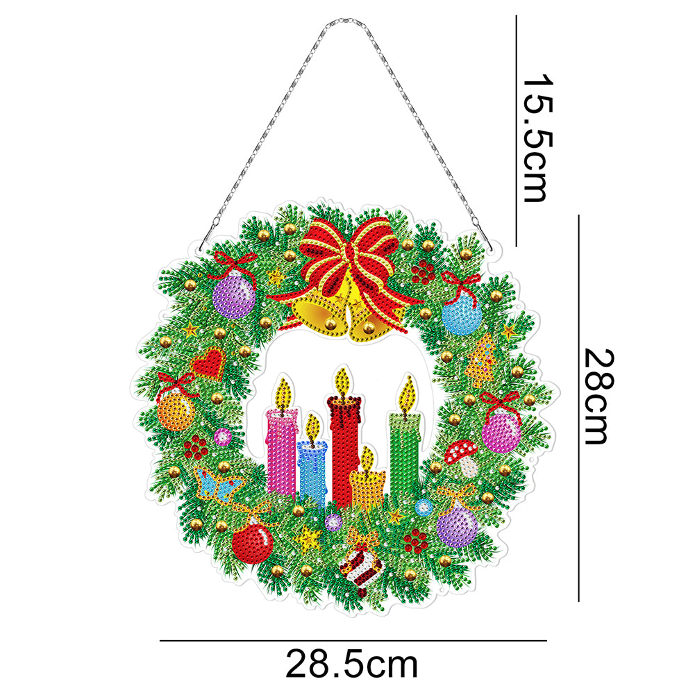 5D DIY Diamond Painting Xmas Wreath with Lamp String