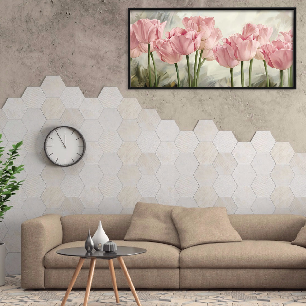 (80*40cm)Pink Flowers - Full Round Drill Diamond Painting