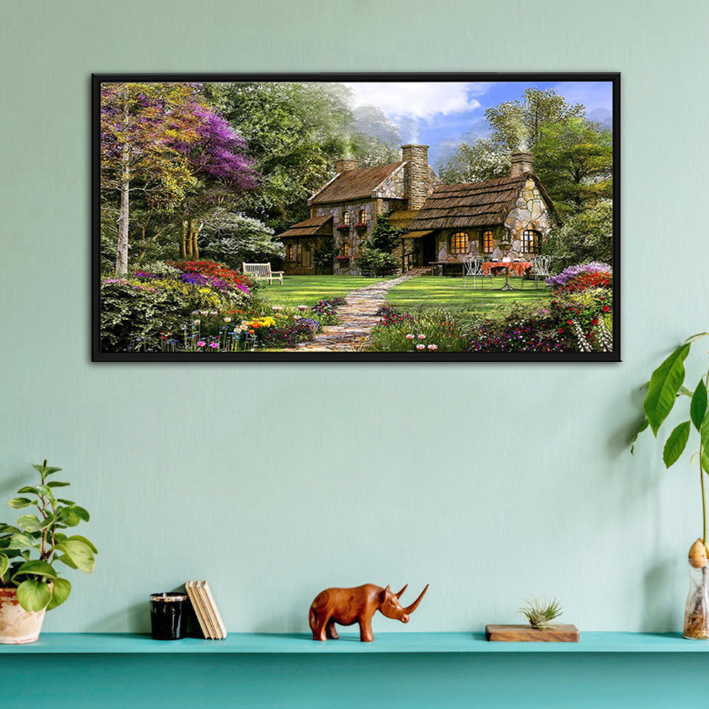 (85*45cm)Forest House - Full Round Drill Diamond Painting