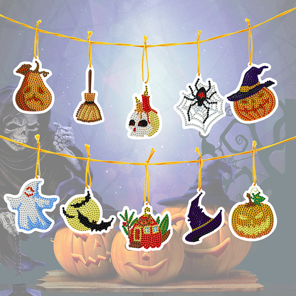 10pcs Halloween Pendant Ornament - 5D DIY Diamond Crafts