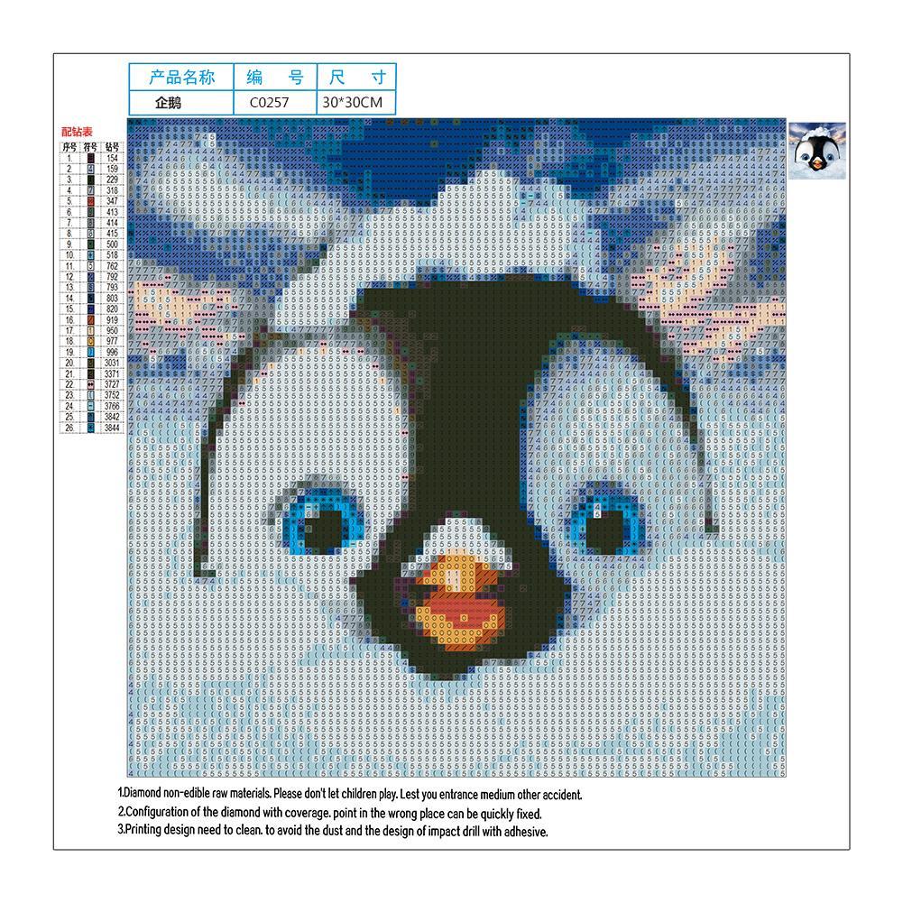 5D DIY Full Drill Diamond Painting Snow Penguin Cross Stitch Embroidery