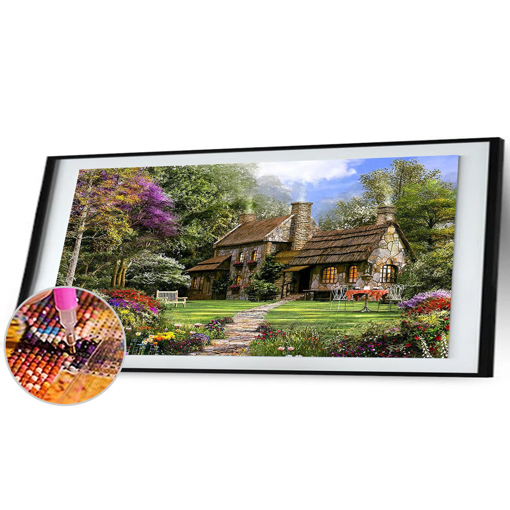 (85*45cm)Forest House - Full Round Drill Diamond Painting