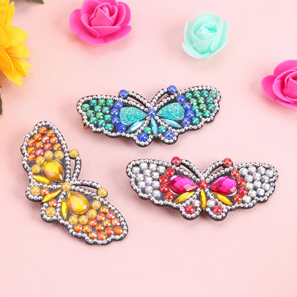 3pcs Butterfly Rhinestone Hair Clip DIY Crystal Bowknot Barrettes (Style 4)