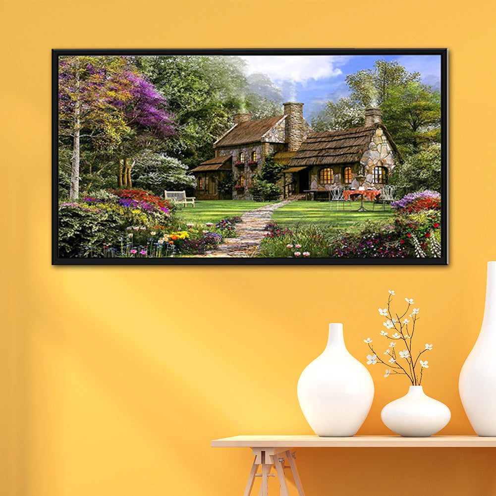 (85*45cm)Forest House - Full Round Drill Diamond Painting