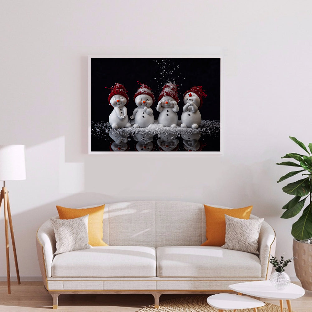 (50*40cm)Christmas Snowman - Full Round Drill Diamond Painting