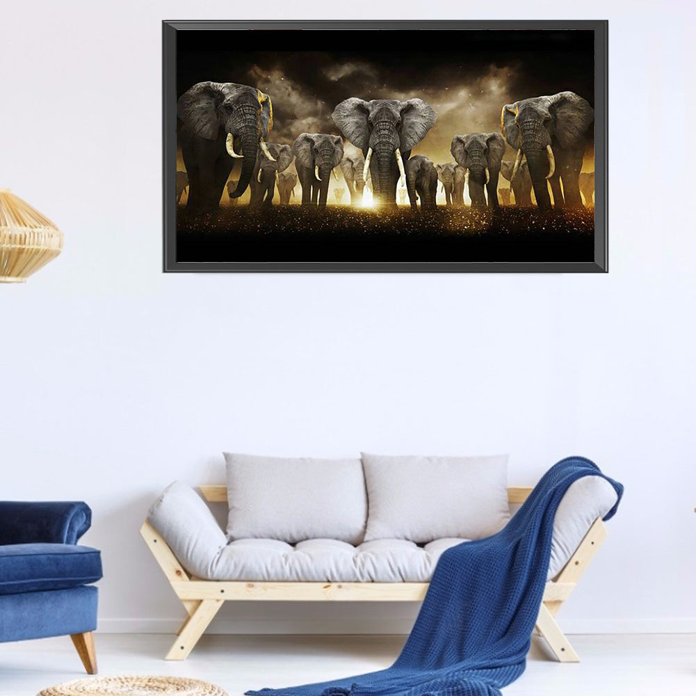 (80*45cm)Elephant - Full Round Drill Diamond Painting