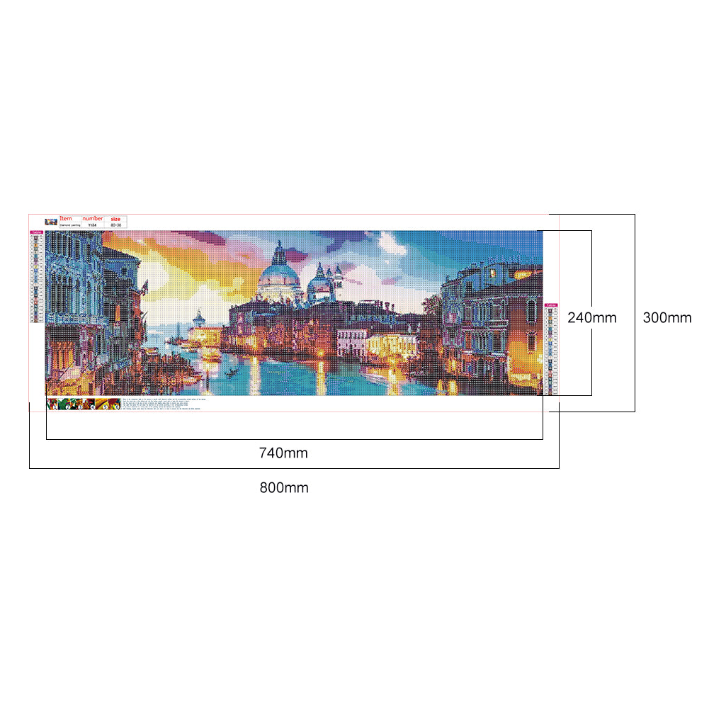 (80*30cm)Evening in Venice - Full Round Drill Diamond Painting