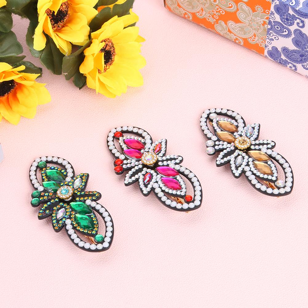 3pcs Girls DIY Diamond Hair Clip Butterfly Hollow Hairpin Elegant Barrettes