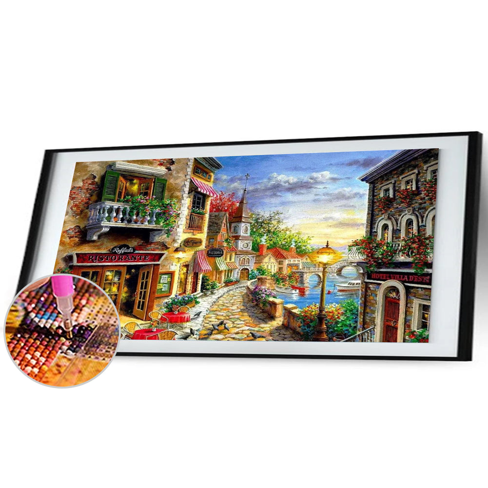 (80*40cm)Streetscape - Full Round Drill Diamond Painting
