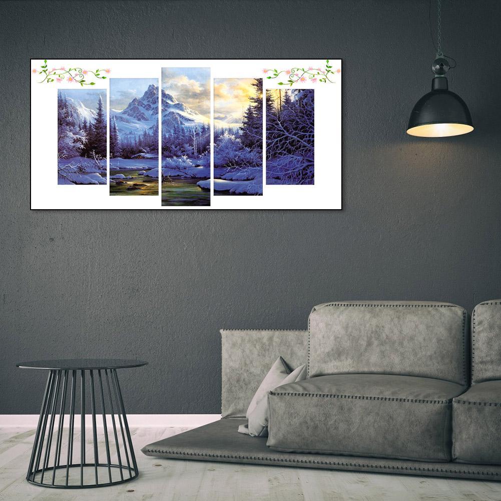 (95*45cm)5pcs Snow Mountain - Full Round Drill Diamond Painting
