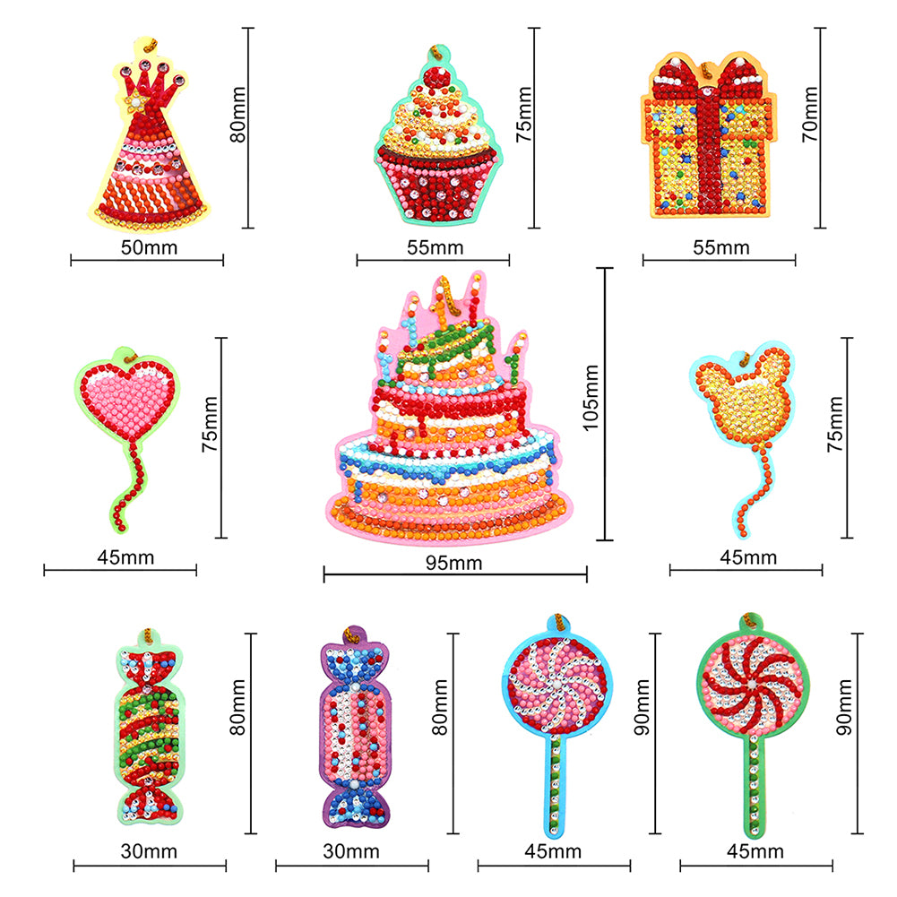 10pcs Cute Greeting Card Pendant Diamond Painting Single Side Special Shape