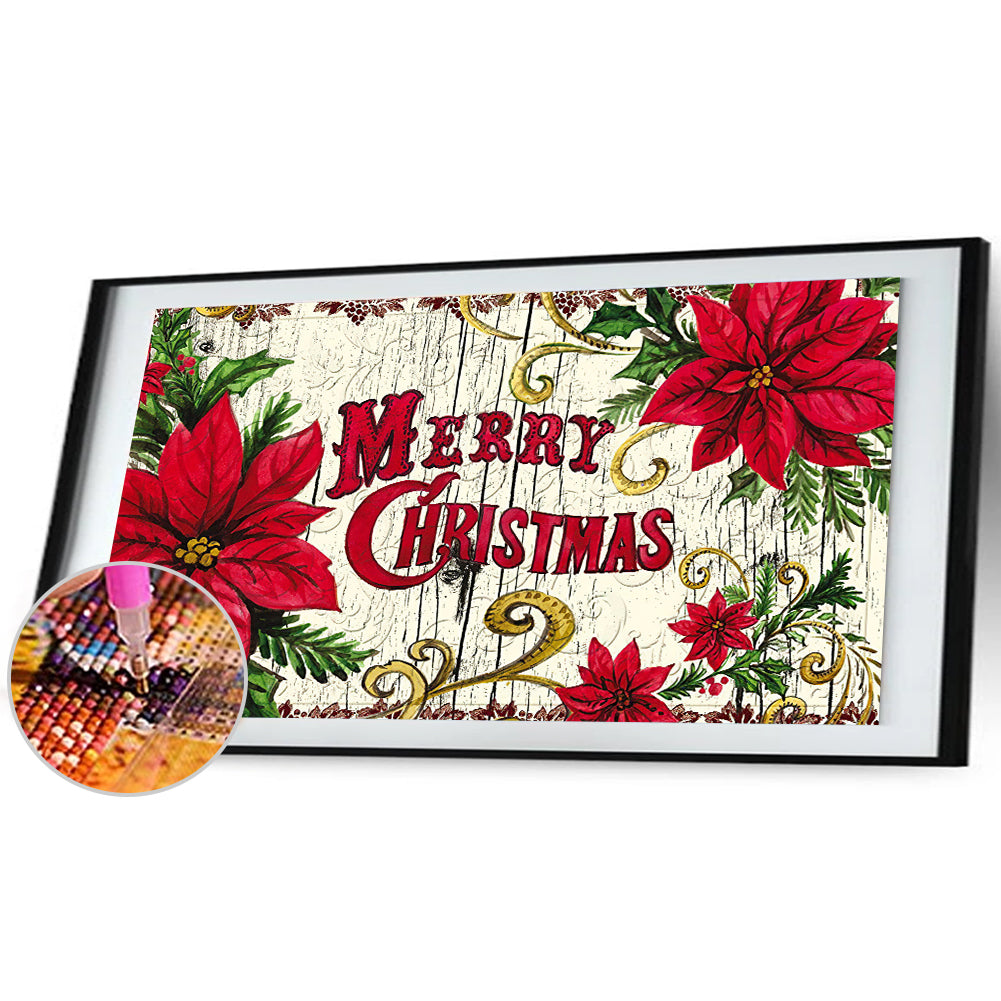 (50*25cm)Christmas Flower - Full Round Drill Diamond Painting