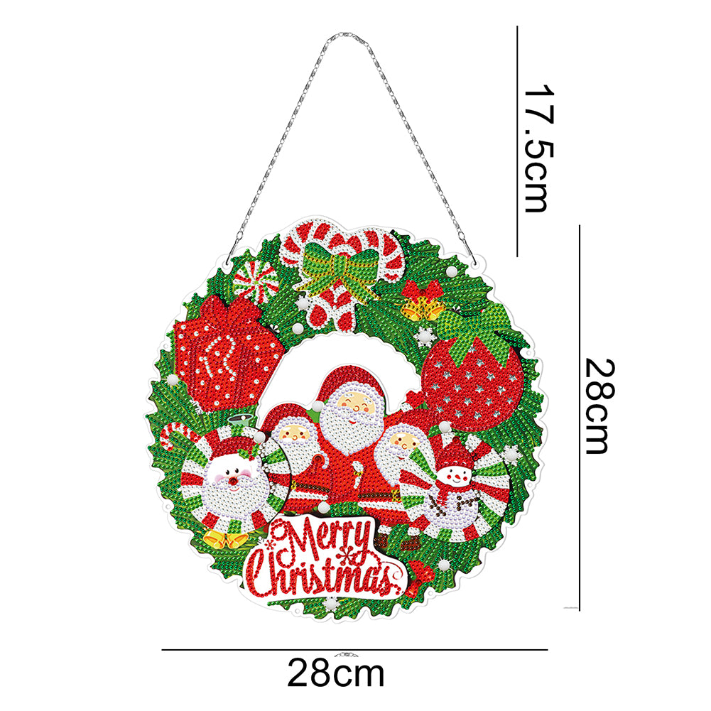 5D DIY Diamond Painting Xmas Wreath with Lamp String
