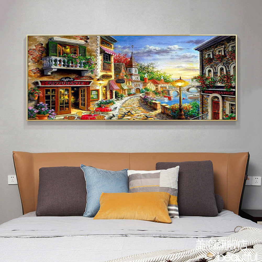 (80*40cm)Streetscape - Full Round Drill Diamond Painting
