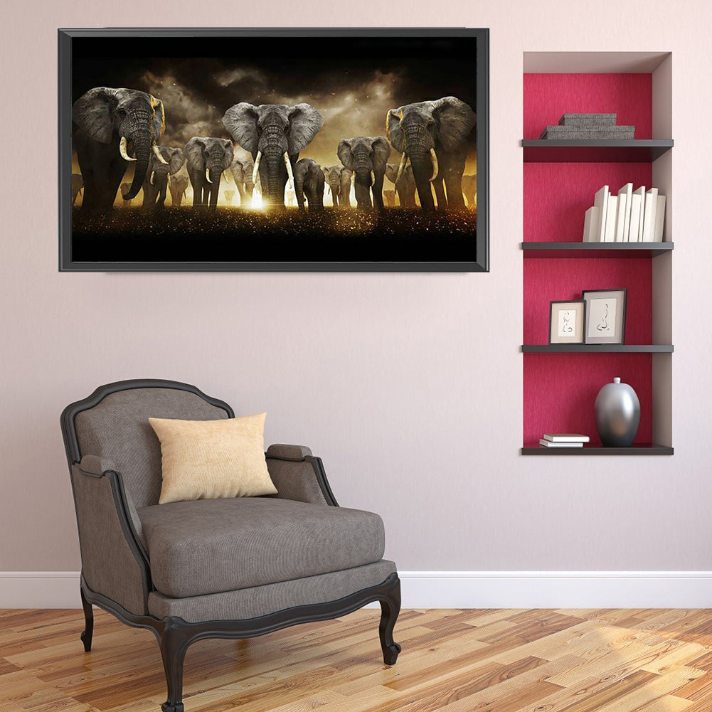 (80*45cm)Elephant - Full Round Drill Diamond Painting