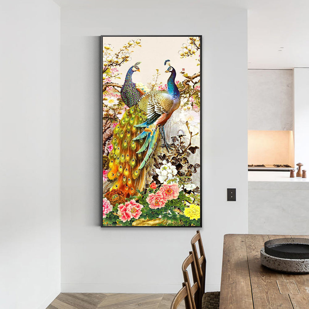 (40*80cm)Golden Peafowl-Full Round Drill Diamond Painting
