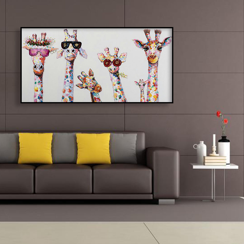 (85*45cm) Funny Giraffe - Full Round Drill Diamond Painting