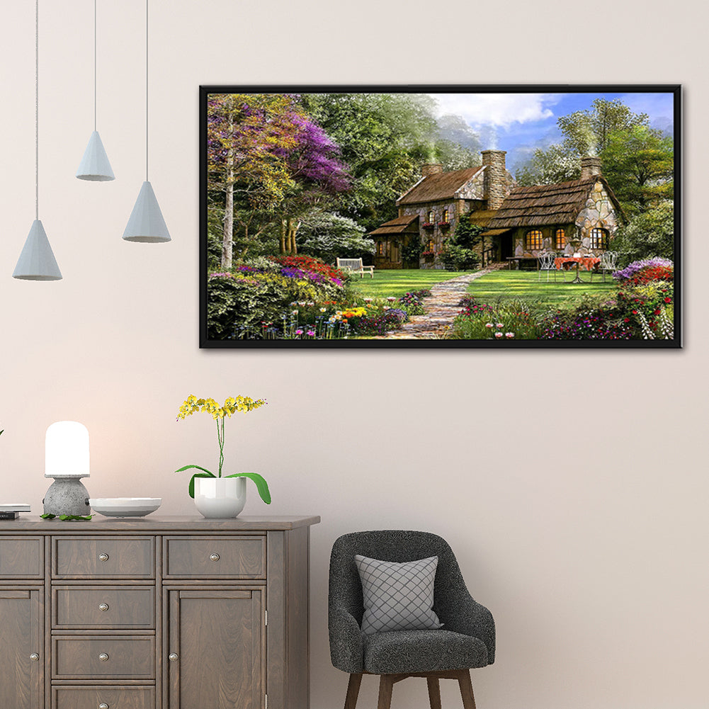 (85*45cm)Forest House - Full Round Drill Diamond Painting
