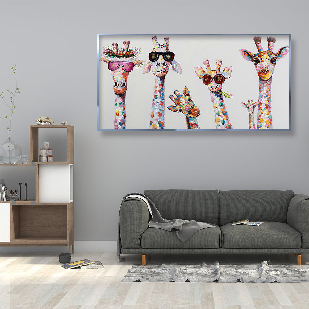 (85*45cm) Funny Giraffe - Full Round Drill Diamond Painting