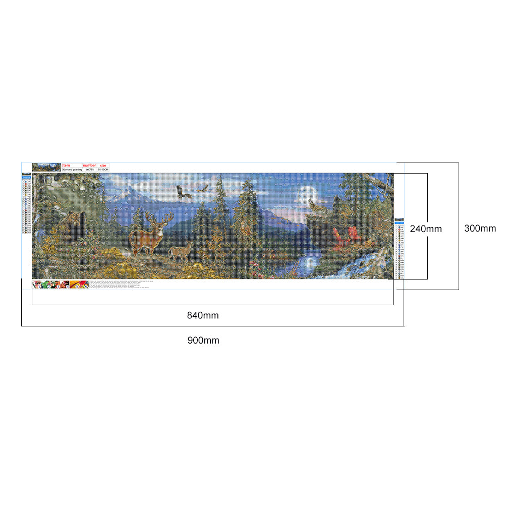 (90*30cm)Jungle Animals - Full Round Drill Diamond Painting