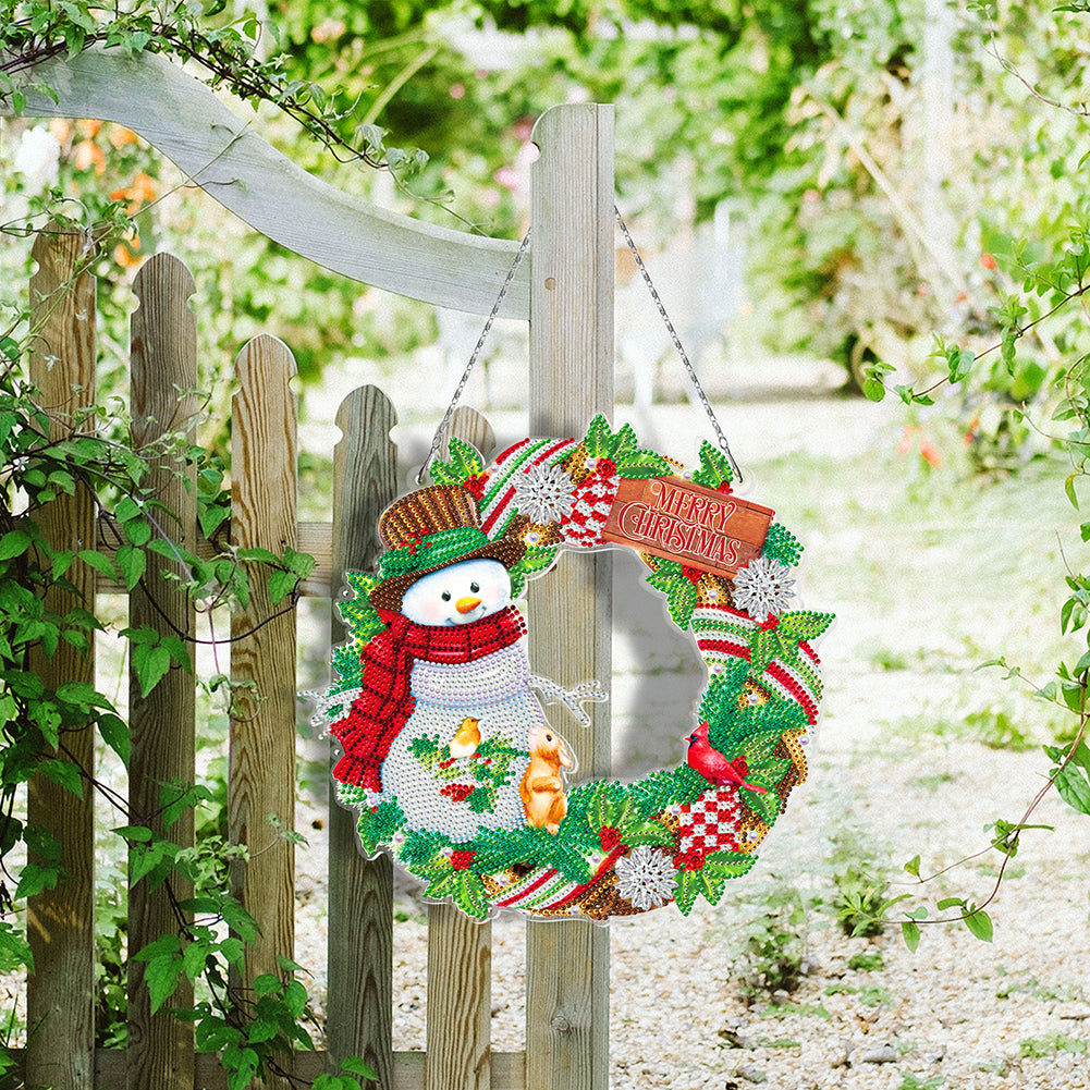 5D DIY Diamond Painting Xmas Wreath with Lamp String