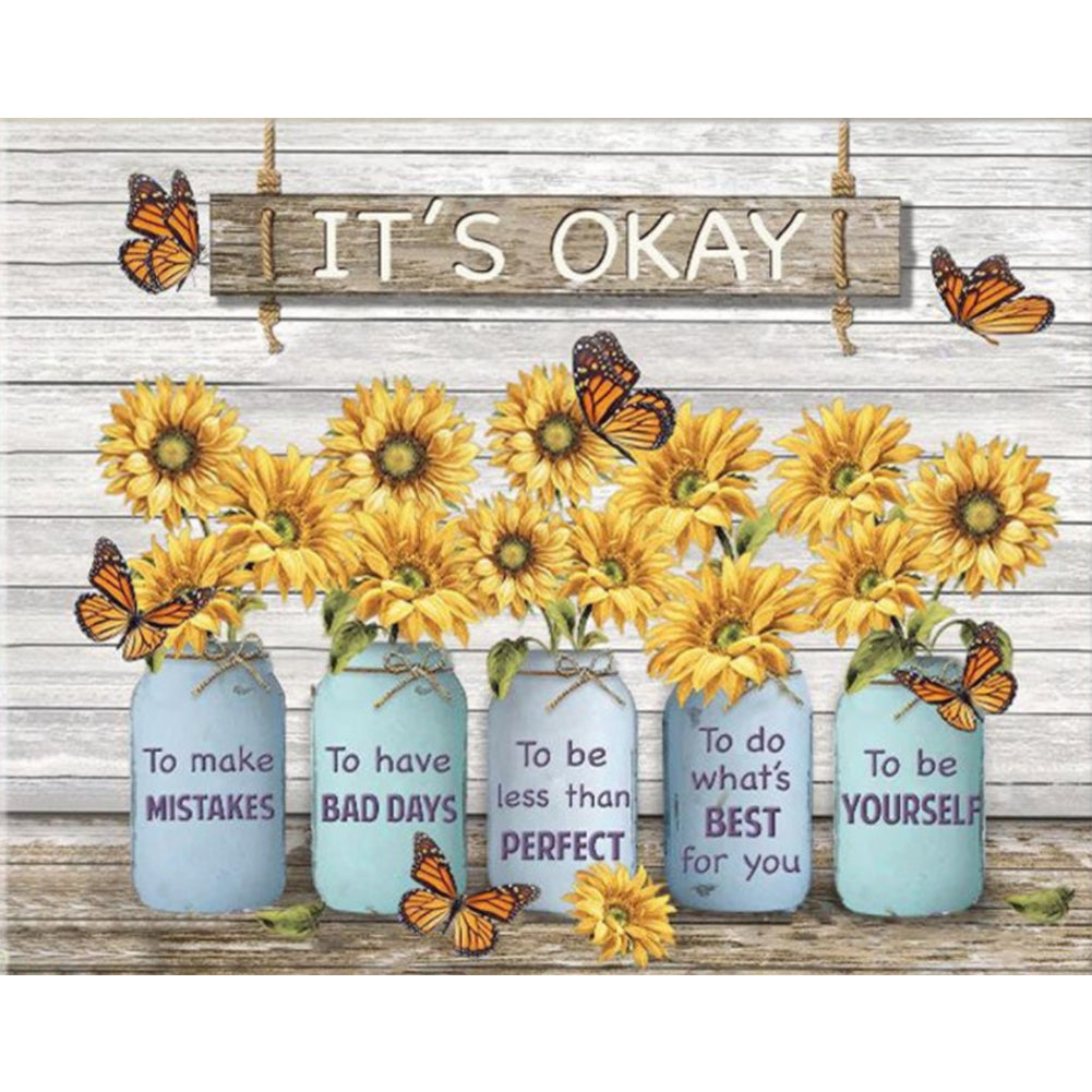 (40*50cm)Sunflower Letters - Full Round Drill Diamond Painting