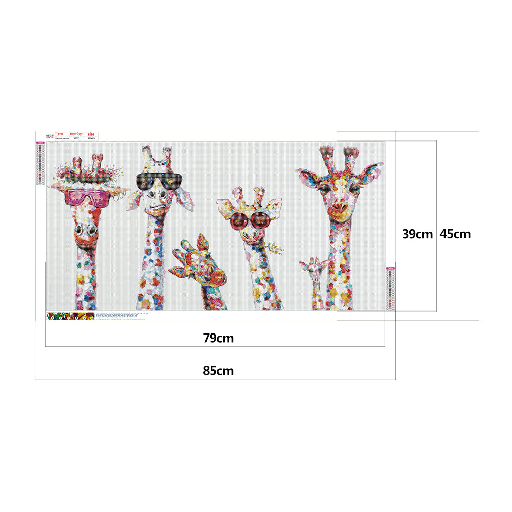(85*45cm) Funny Giraffe - Full Round Drill Diamond Painting