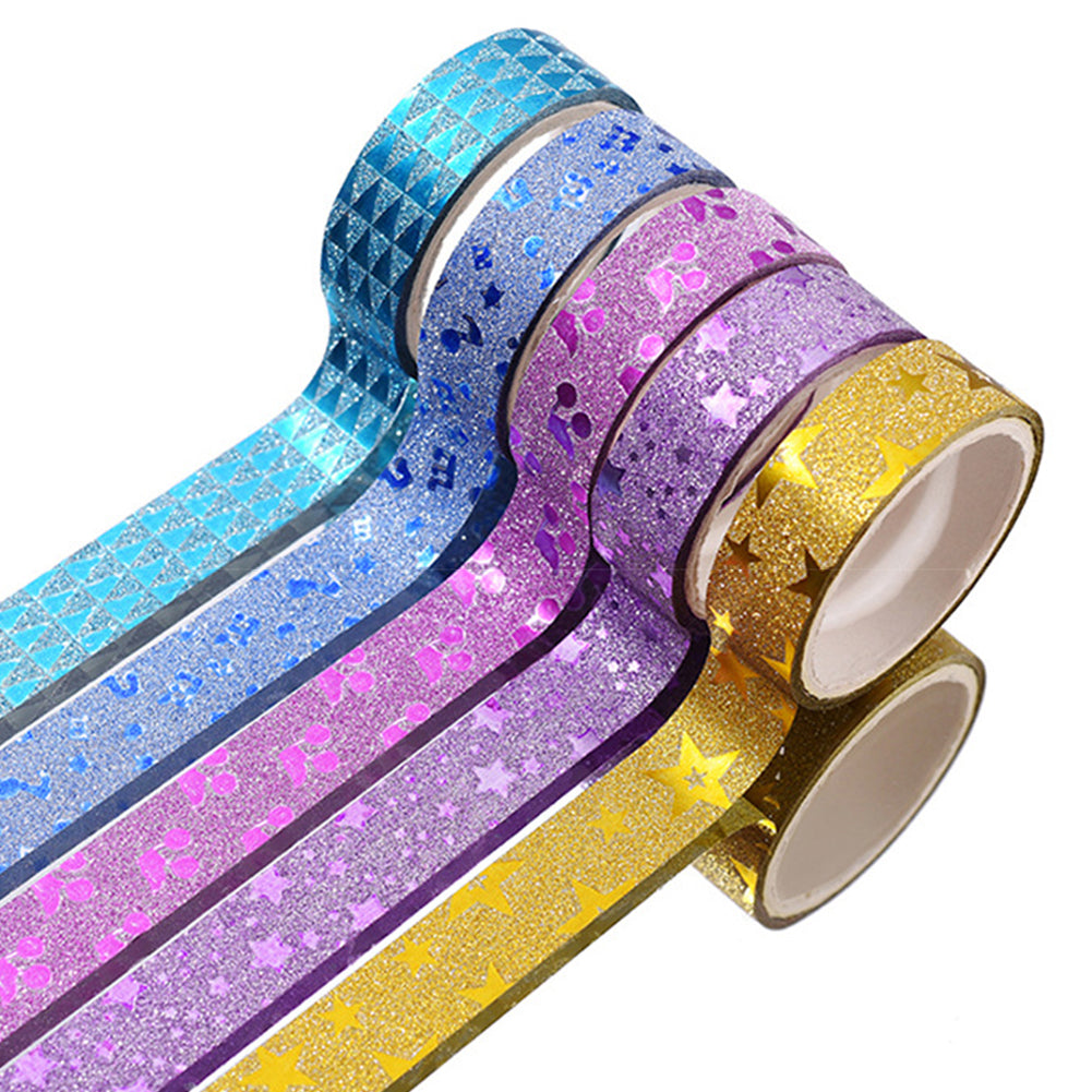 10pcs Pure Color Printing Washi Tape Glitter Luminous Diamond Stickers(3m*1.5cm Random Color)