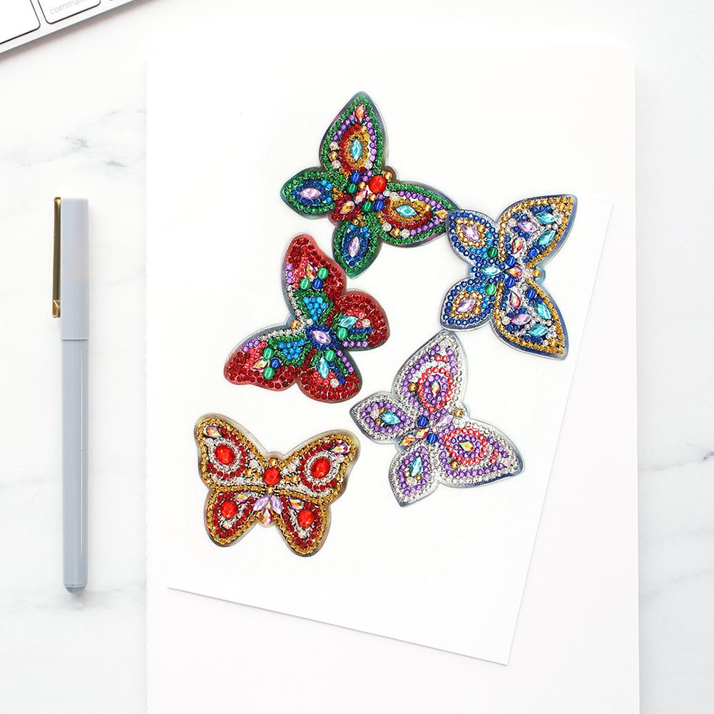 5pcs DIY Full Drill Diamond Painting Special Shaped Butterfly Keychain Gift