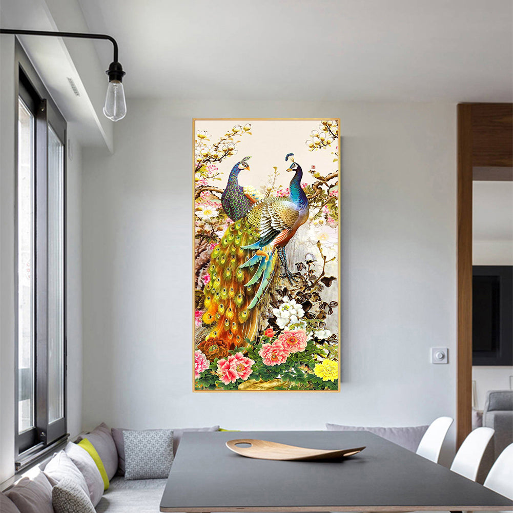 (40*80cm)Golden Peafowl-Full Round Drill Diamond Painting