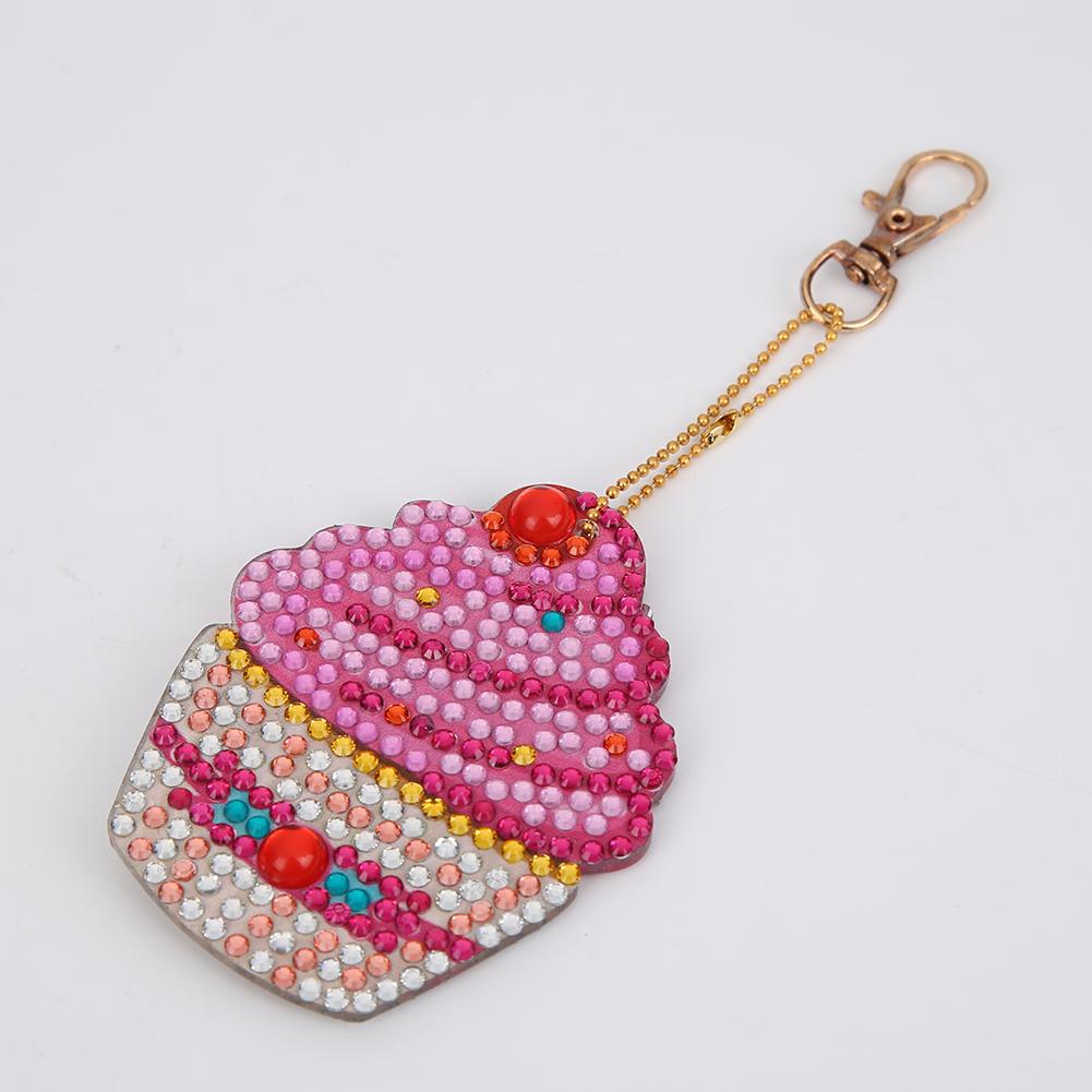4pcs DIY Cupcake Full Drill Special Shaped Diamond Painting Keychains Gifts