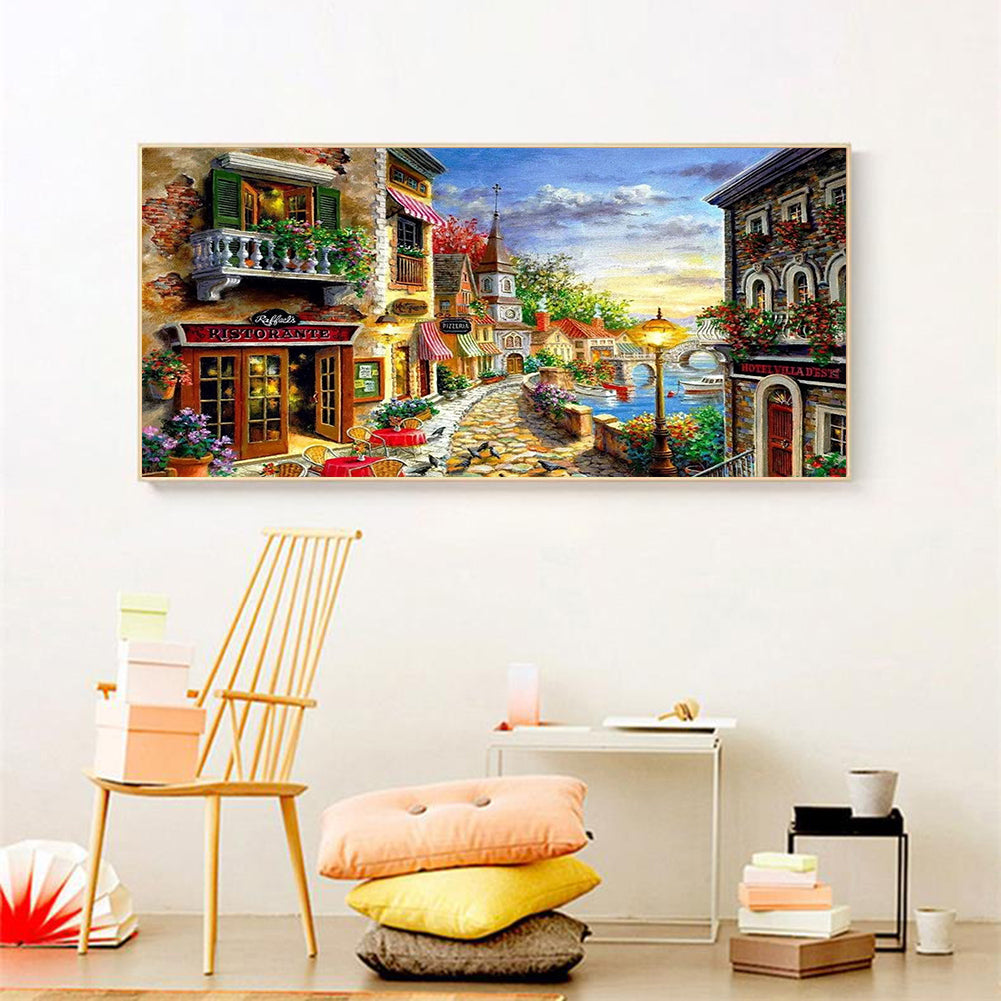 (80*40cm)Streetscape - Full Round Drill Diamond Painting