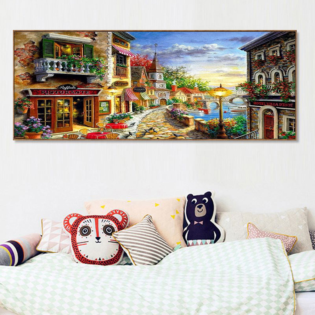 (80*40cm)Streetscape - Full Round Drill Diamond Painting