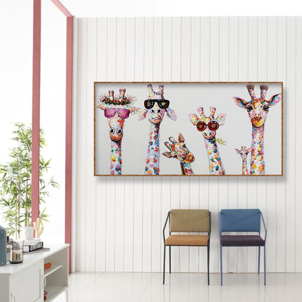 (85*45cm) Funny Giraffe - Full Round Drill Diamond Painting