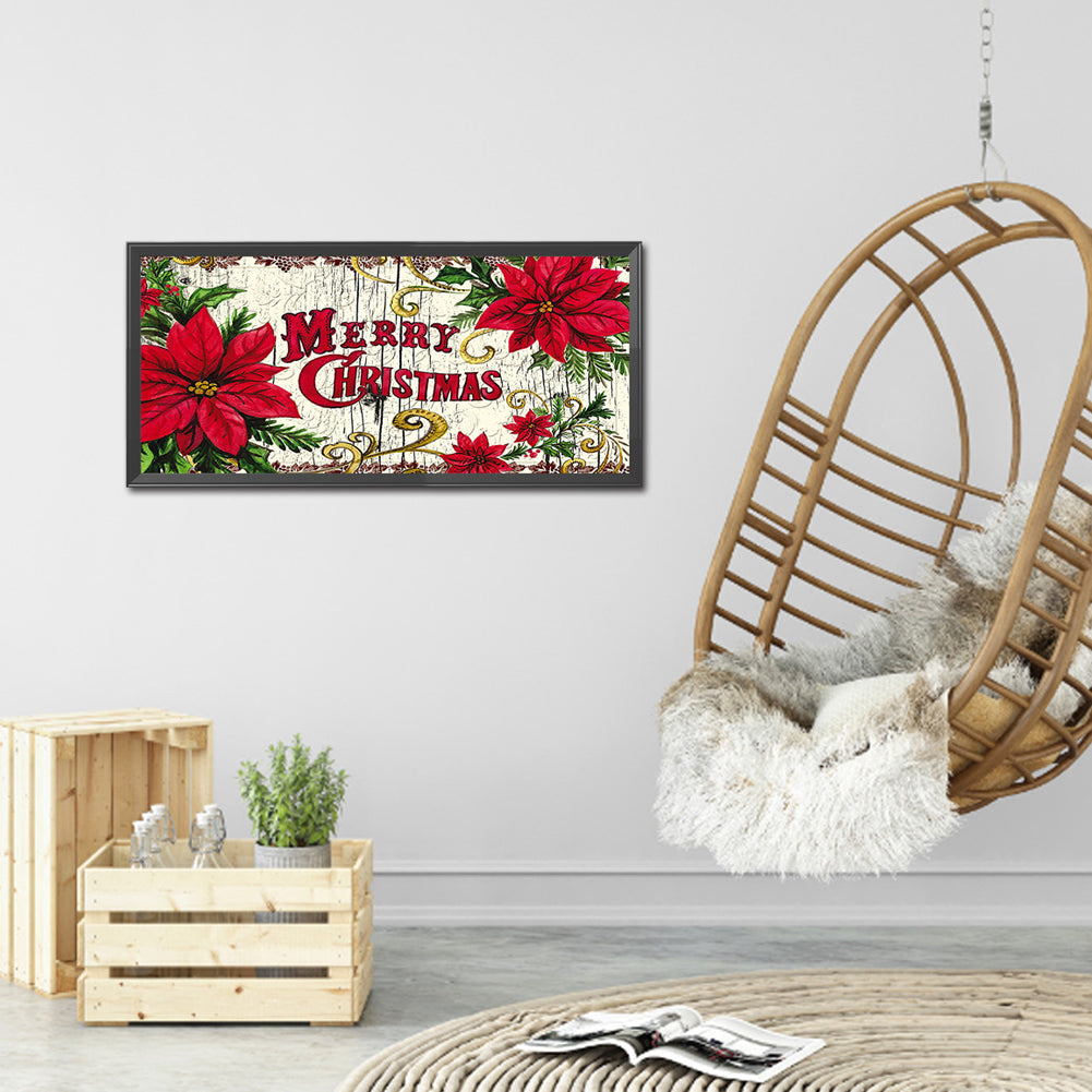 (50*25cm)Christmas Flower - Full Round Drill Diamond Painting