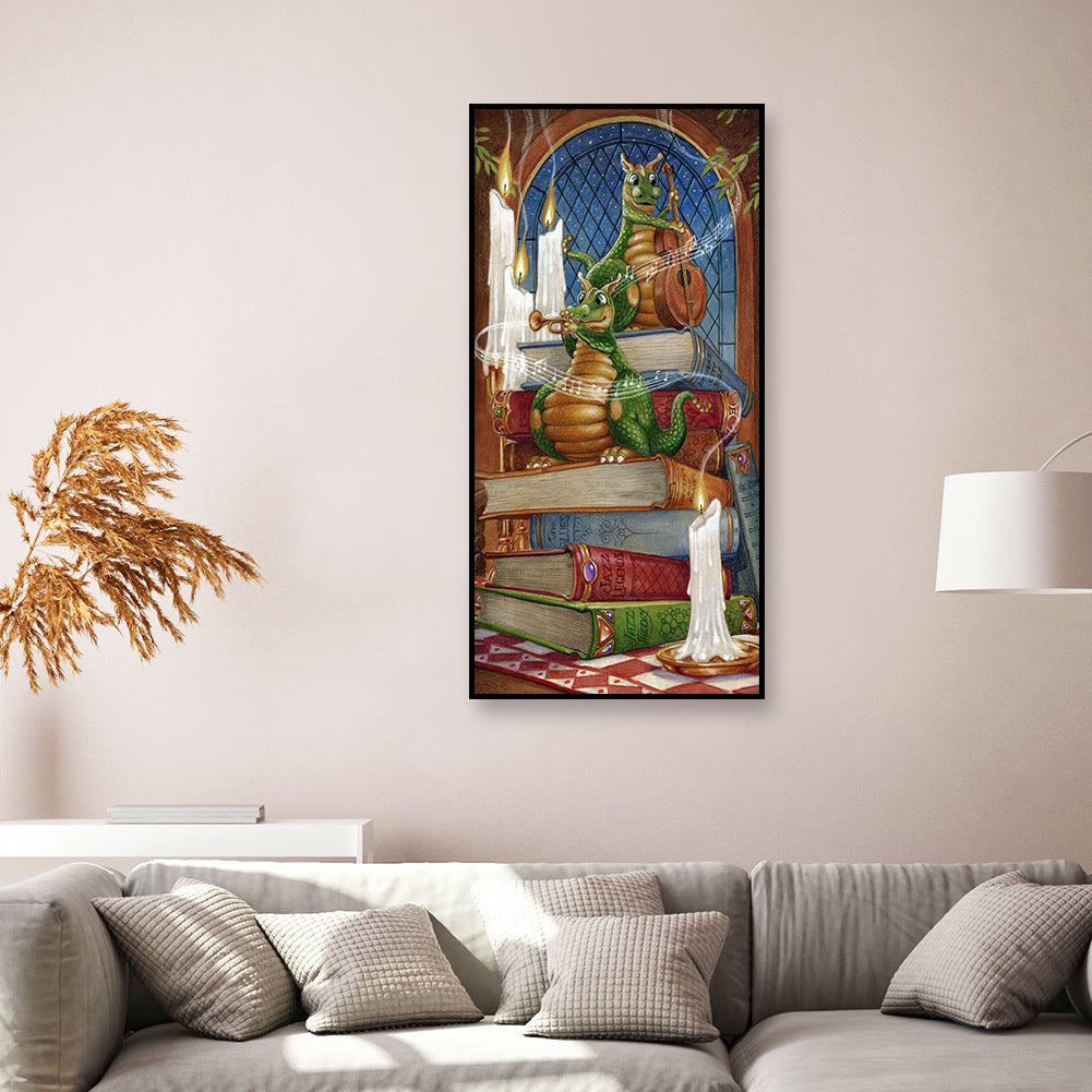 (40*80cm)Dinosaur Books - Full Round Drill Diamond Painting