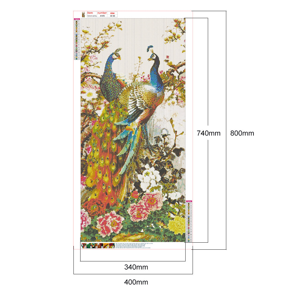 (40*80cm)Golden Peafowl-Full Round Drill Diamond Painting