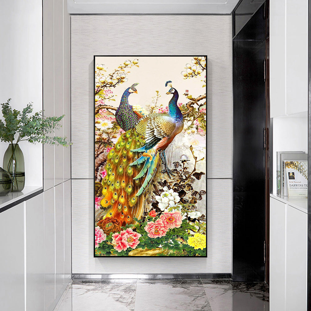 (40*80cm)Golden Peafowl-Full Round Drill Diamond Painting