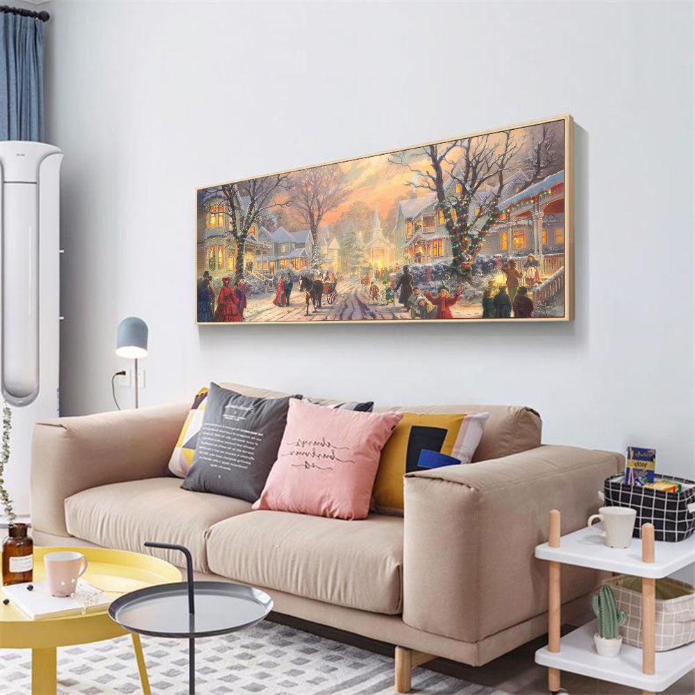 (80*40cm)Winter Street Scene - Full Round Drill Diamond Painting