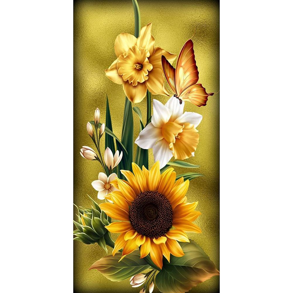 (45*85cm)Sunflower Butterfly - Full Round Drill Diamond Painting