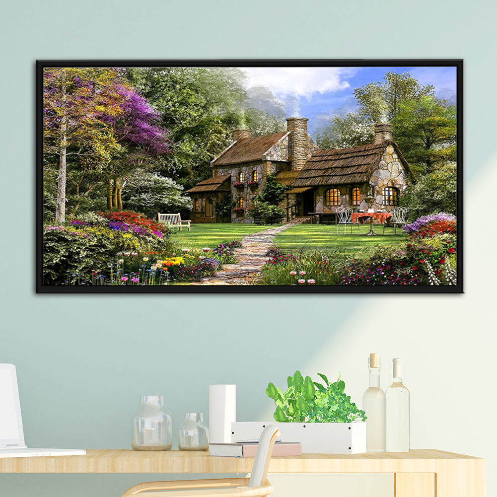 (85*45cm)Forest House - Full Round Drill Diamond Painting