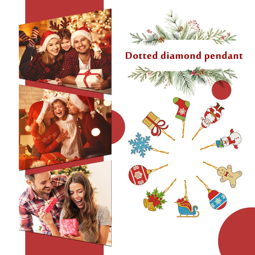 10pcs One-sided Hanging Christmas Ornament Party Props