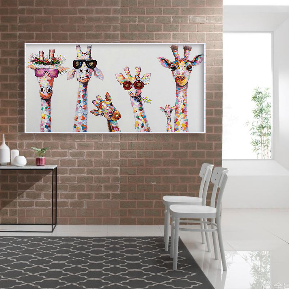 (85*45cm) Funny Giraffe - Full Round Drill Diamond Painting