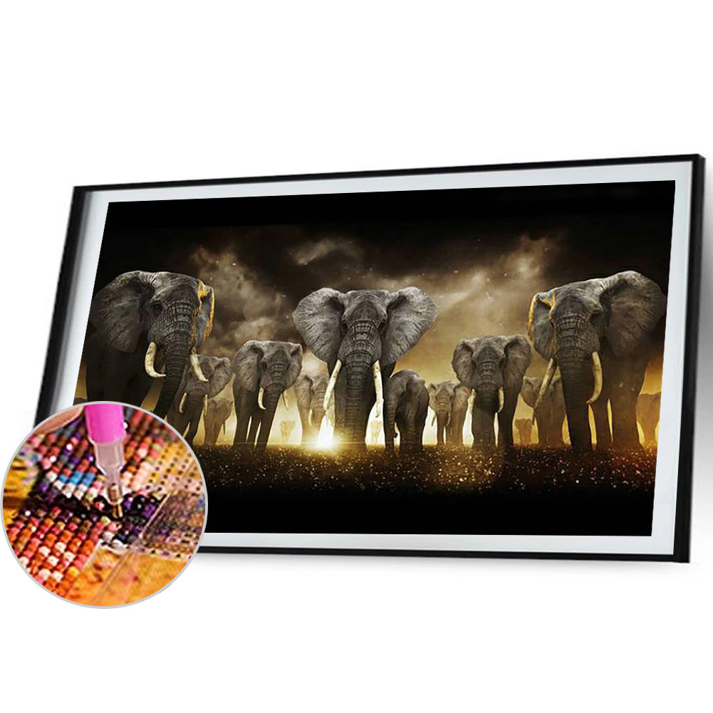 (80*45cm)Elephant - Full Round Drill Diamond Painting