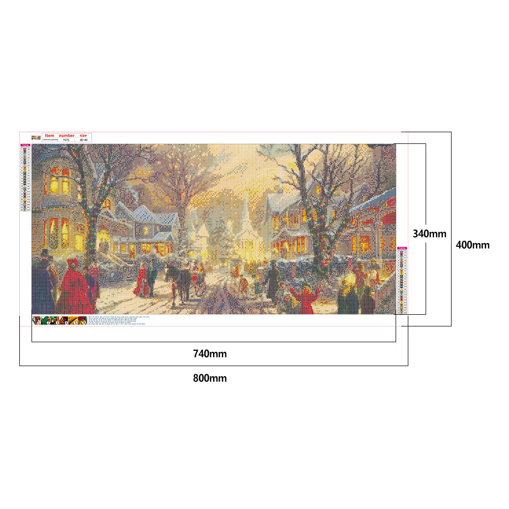 (80*40cm)Winter Street Scene - Full Round Drill Diamond Painting