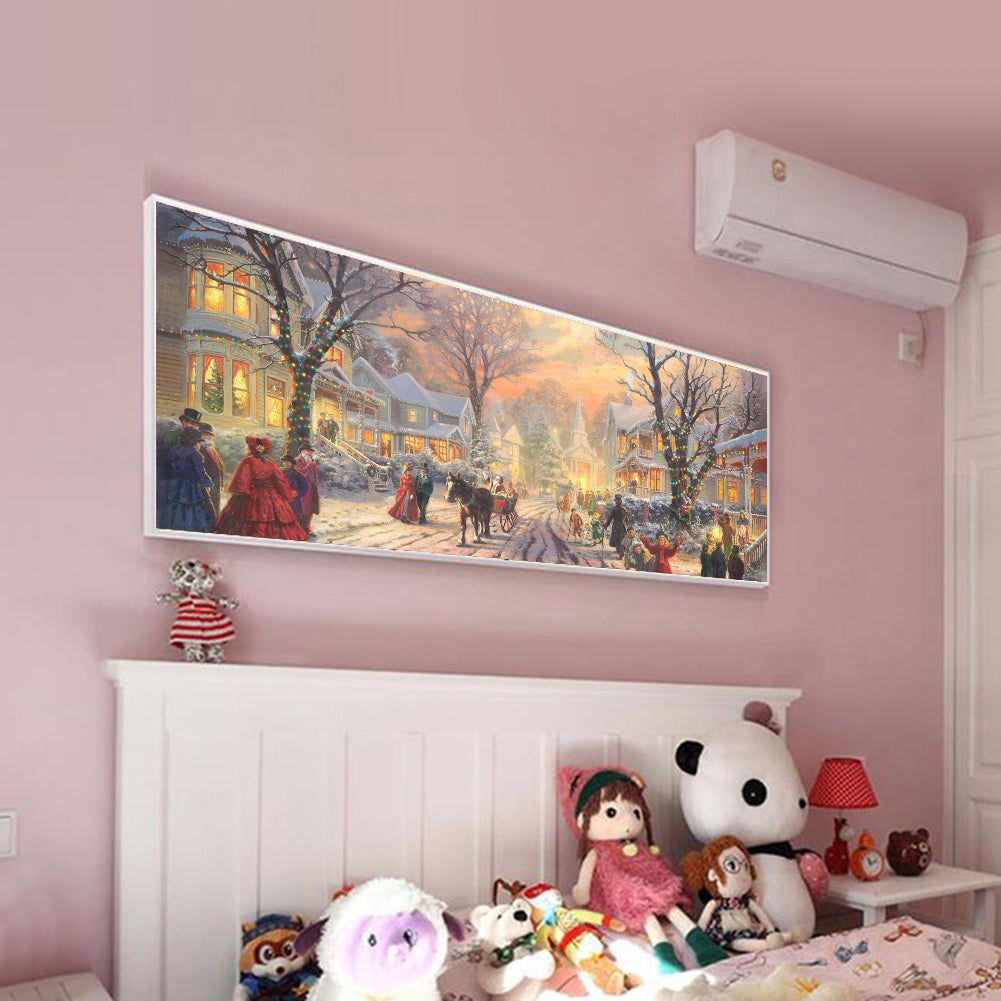 (80*40cm)Winter Street Scene - Full Round Drill Diamond Painting